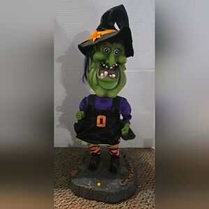 2001-2002 Gemmy Halloween Prop Animated Big Head Dancing Witch I Want Candy